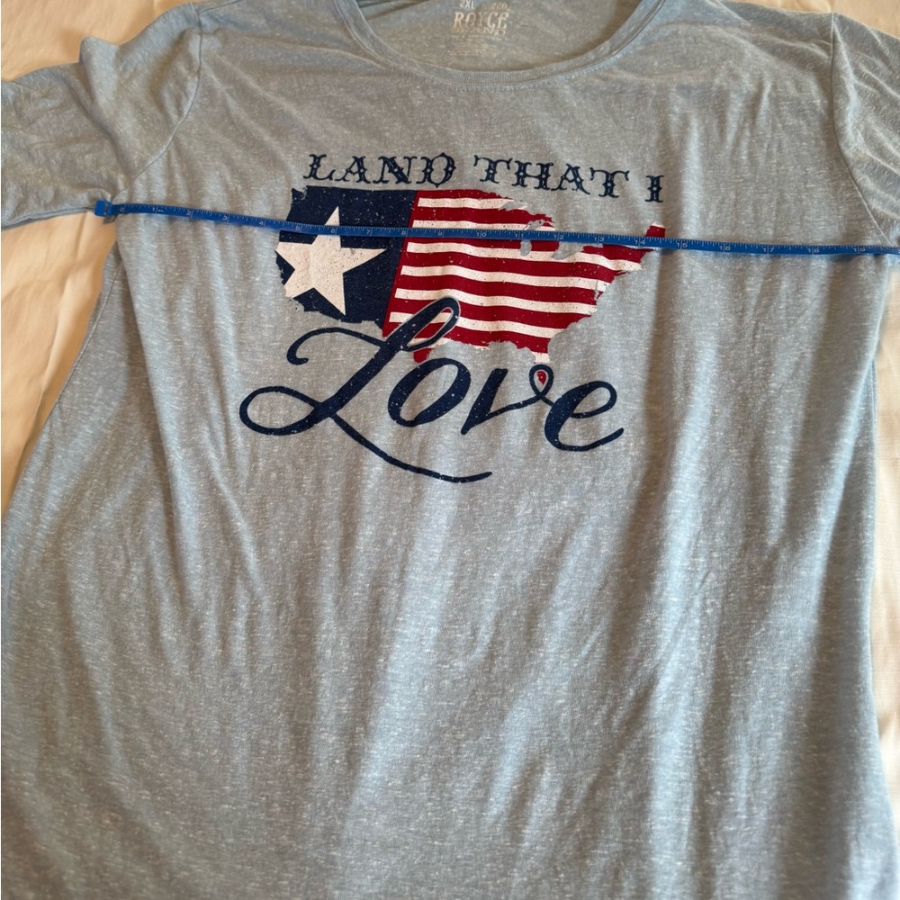 Royce Brand Women’s ‘Land That I Love’ Patriotic Tee Chambray Blue Size 2XL - Picture 6 of 8